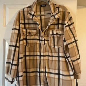 Tan Fleece Women's Button Up